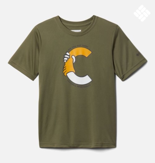 Kids' Columbia Grizzly Ridge Short Sleeve Graphic T Shirts Olive | CA-BAL60