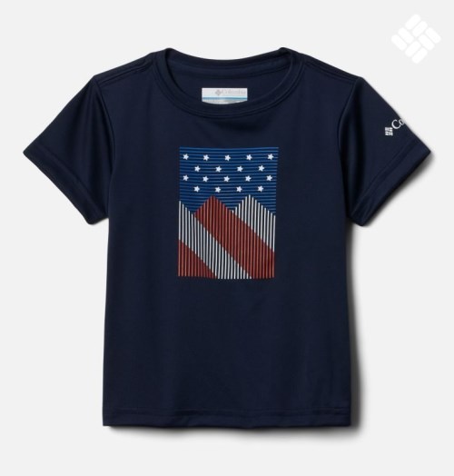 Kids' Columbia Grizzly Ridge Short Sleeve Graphic T Shirts Navy | CA-Q43A5