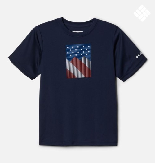 Kids' Columbia Grizzly Ridge Short Sleeve Graphic T Shirts Navy | CA-WC846