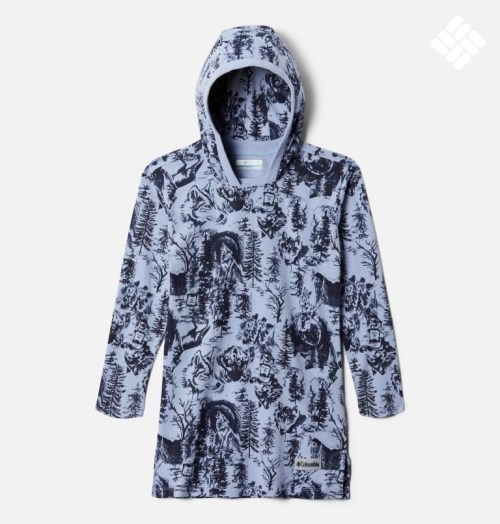 Kids' Columbia Lodge Printed Tunic Hoodie Grey / Black | CA-P3104