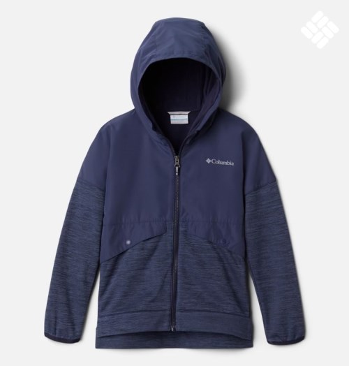 Kids' Columbia Out-Shield Dry Full Zip Fleece Jackets Navy | CA-F835L