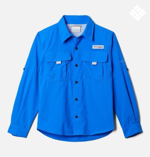 Kids' Columbia PFG Bahama Long Sleeve Shirts Blue | CA-I536A