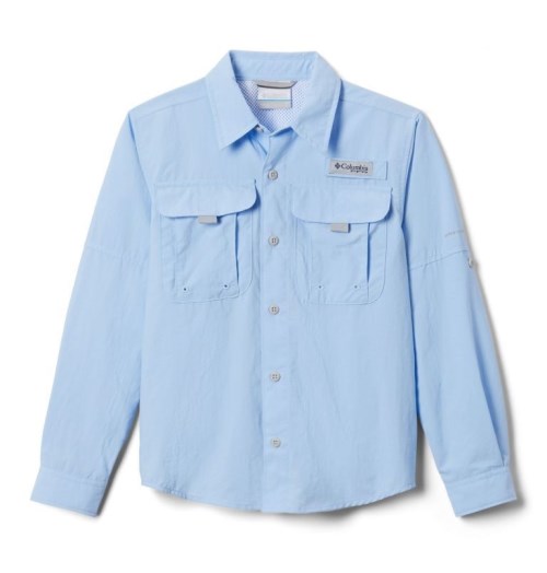 Kids' Columbia PFG Bahama Long Sleeve Shirts Light Blue | CA-PL8C0