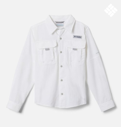 Kids' Columbia PFG Bahama Long Sleeve Shirts White | CA-S6405