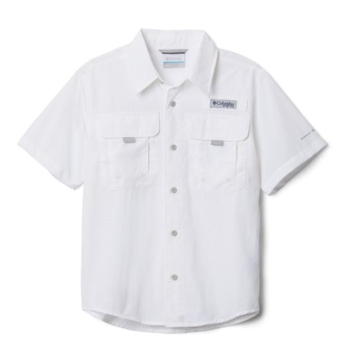 Kids' Columbia PFG Bahama Short Sleeve Shirts White | CA-D84C0