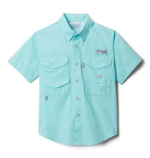 Kids' Columbia PFG Bonehead Short Sleeve Shirts Turquoise | CA-I5631