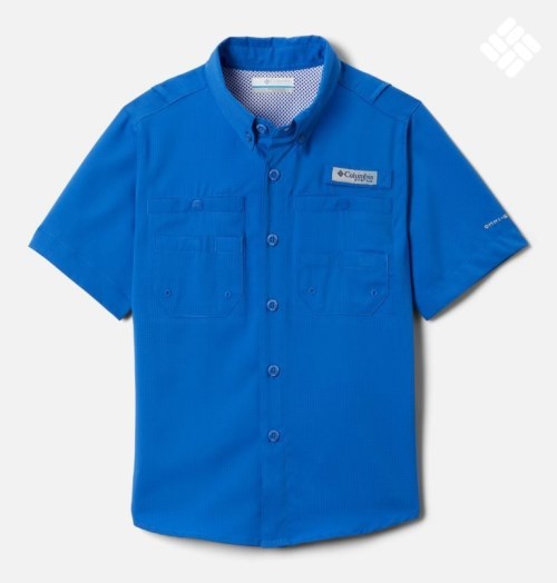 Kids' Columbia PFG Tamiami Short Sleeve Shirts Blue | CA-TL085