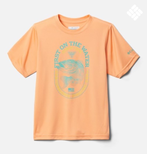 Kids' Columbia PFG Terminal Tackle First On The Water Short Sleeve T Shirts Orange | CA-A0A35