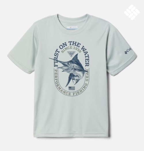 Kids' Columbia PFG Terminal Tackle First On The Water Short Sleeve T Shirts Mint | CA-C6134