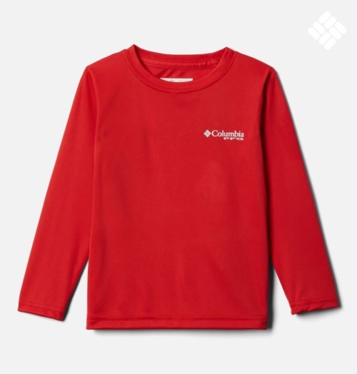 Kids' Columbia PFG Terminal Tackle Fish Flag Long Sleeve Sweatshirts Red | CA-JL5A3