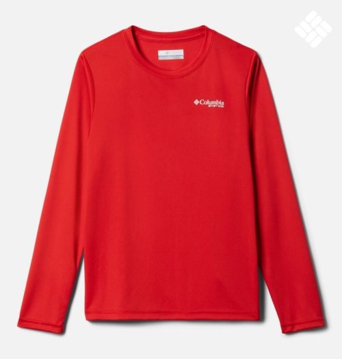 Kids' Columbia PFG Terminal Tackle Fish Flag Long Sleeve Sweatshirts Red | CA-XC650