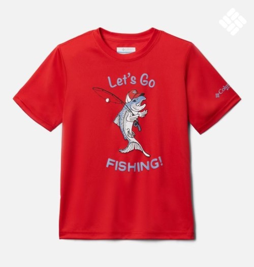 Kids' Columbia PFG Terminal Tackle LGF Short Sleeve T Shirts Red | CA-O6013