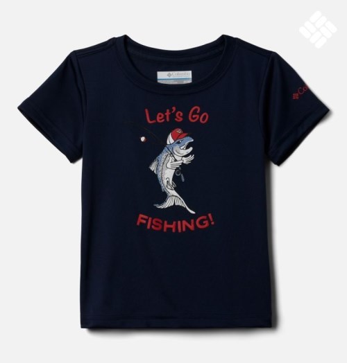 Kids' Columbia PFG Terminal Tackle LGF T Shirts Navy | CA-TL405