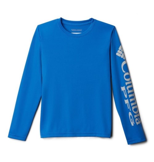 Kids' Columbia PFG Terminal Tackle Long Sleeve Sweatshirts Blue | CA-GC3AL