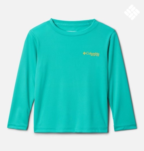 Kids' Columbia PFG Terminal Tackle Triangle Logo Long Sleeve Sweatshirts Turquoise | CA-G41A8