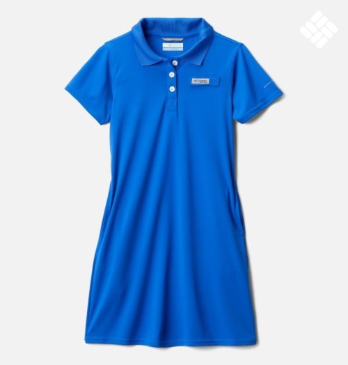 Kids' Columbia PFG Tidal Tee Polo Dress Blue | CA-BA31C