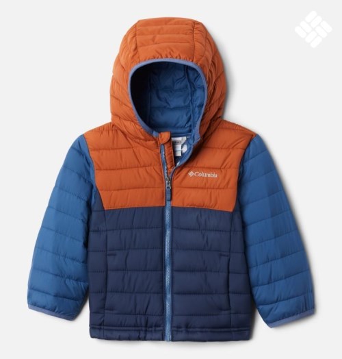 Kids' Columbia Powder Lite Hooded Jackets Navy / Brown | CA-SA345