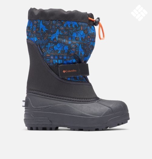 Kids' Columbia Powderbug Plus II Print Snow Boots Blue / Black | CA-QA34L