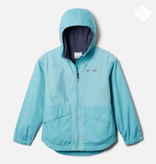 Kids' Columbia Rainy Trails Fleece Lined Jackets Turquoise | CA-S0584