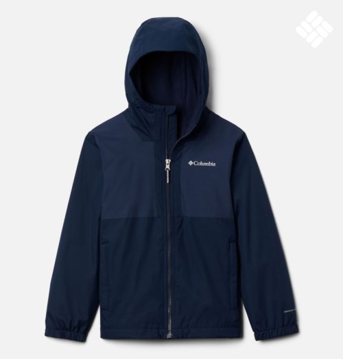 Kids' Columbia Rainy Trails Lined Fleece Jackets Navy | CA-LL134