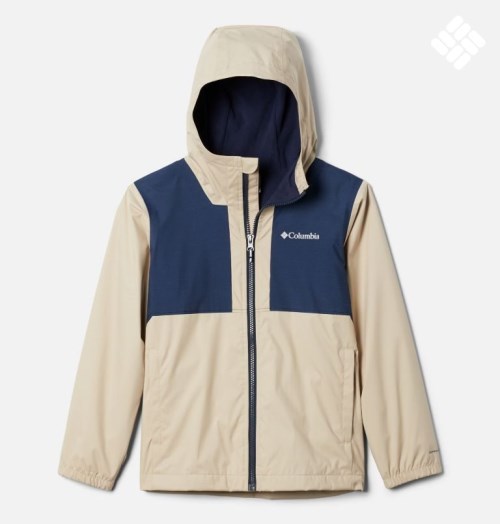 Kids' Columbia Rainy Trails Lined Fleece Jackets Khaki / Navy | CA-N8L65