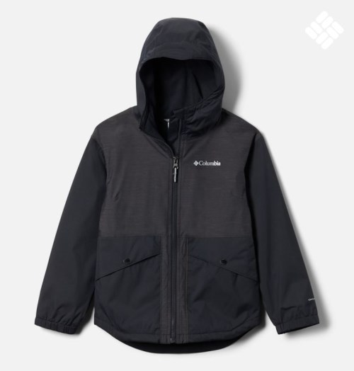 Kids' Columbia Rainy Trails Lined Fleece Jackets Black | CA-W4LA5