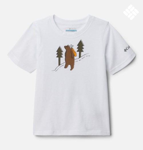 Kids' Columbia Valley Creek Short Sleeve Graphic T Shirts White | CA-K4C16