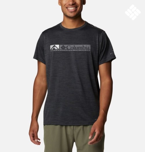 Men's Columbia Alpine Chill Zero Graphic Short Sleeve T Shirts Black | CA-M1804