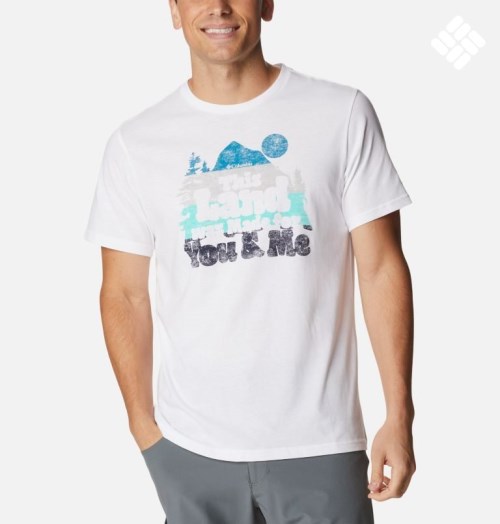 Men's Columbia Alpine Way Graphic T Shirts White | CA-N61C3