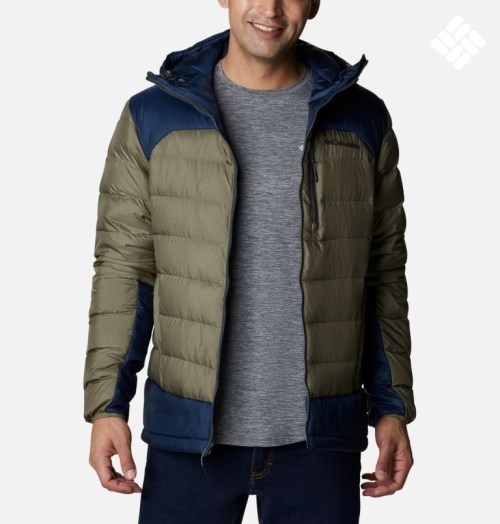 Men's Columbia Autumn Park Hooded Down Jackets Olive | CA-S8034