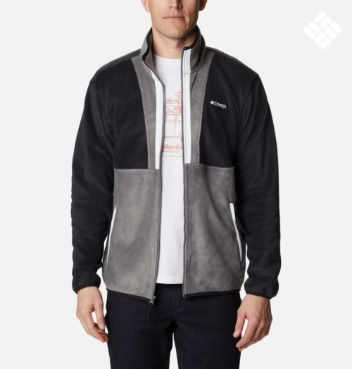 Men's Columbia Back Bowl Full Zip Fleece Jackets Black / Grey | CA-K6LA0