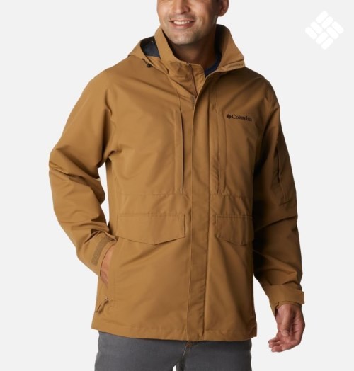 Men's Columbia Big Spring Rain Jackets Brown | CA-Q35A8