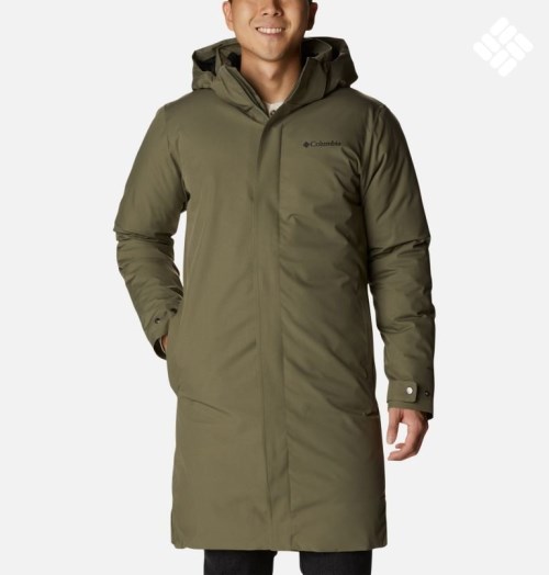 Men's Columbia Blizzard Fighter Long Jackets Olive | CA-U1A4L