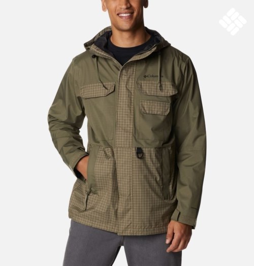 Men's Columbia Buckhollow Rain Jackets Olive | CA-C43AC