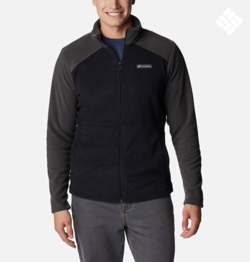 Men's Columbia Castle Dale Full Zip Fleece Jackets Black / Dark Grey | CA-K3840