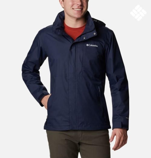 Men's Columbia Cloud Crest Rain Jackets Navy | CA-QCL46