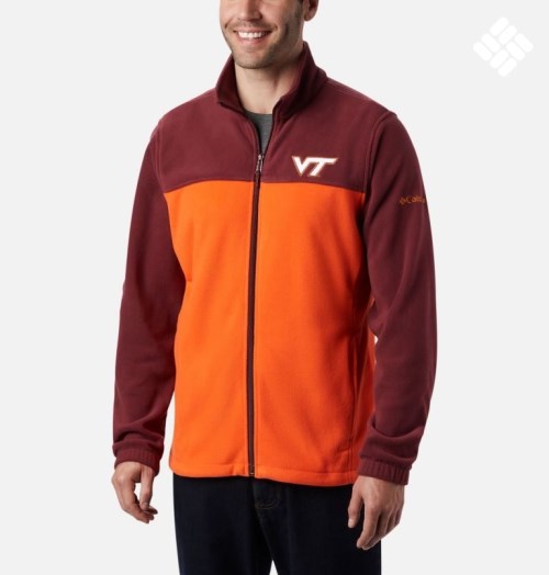 Men's Columbia Collegiate Flanker III - Virginia Tech Fleece Jackets Red / Orange | CA-C8CLA