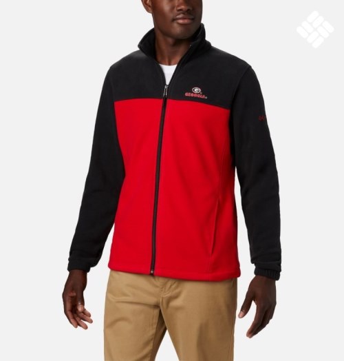 Men's Columbia Collegiate Flanker III - Georgia Fleece Jackets Black / Red | CA-L64C1