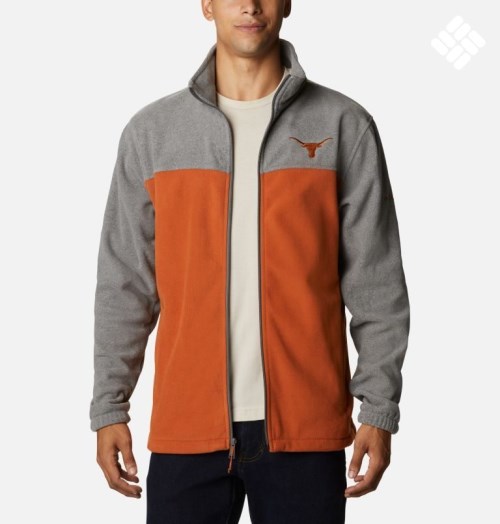 Men's Columbia Collegiate Flanker III - Texas Fleece Jackets Grey / Orange | CA-X41A6