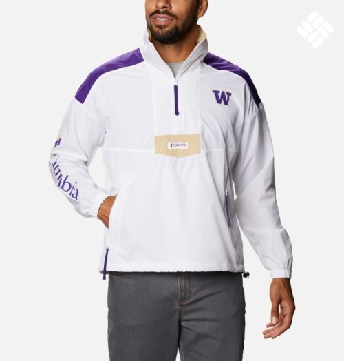 Men's Columbia Collegiate Santa Ana Anorak - Washington Jackets White / Purple | CA-Q450L