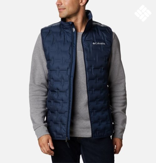 Men's Columbia Delta Ridge Down Vest Navy | CA-U3C61