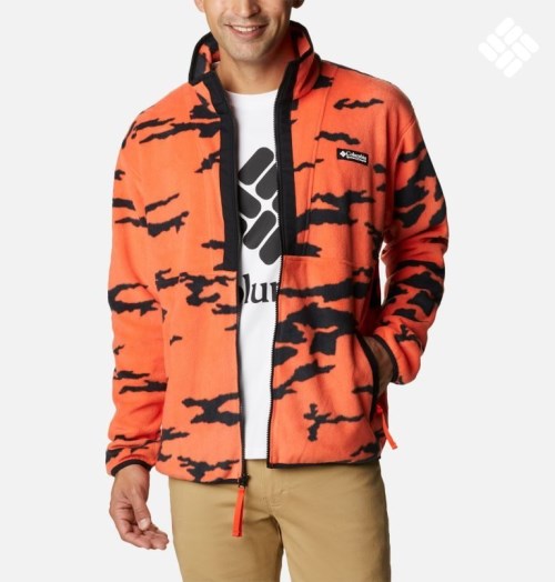 Men's Columbia Field ROC Backbowl Full Zip Fleece Jackets Orange | CA-G143L