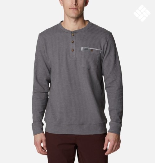 Men's Columbia Flare Gun II Waffle Henley Sweatshirts Grey | CA-HC568