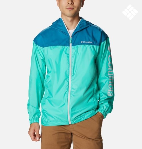 Men's Columbia Flash Challenger Novelty Windbreaker Jackets Turquoise | CA-B31C0