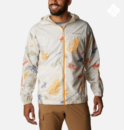 Men's Columbia Flash Challenger Novelty Windbreaker Jackets Cream | CA-BL6A3