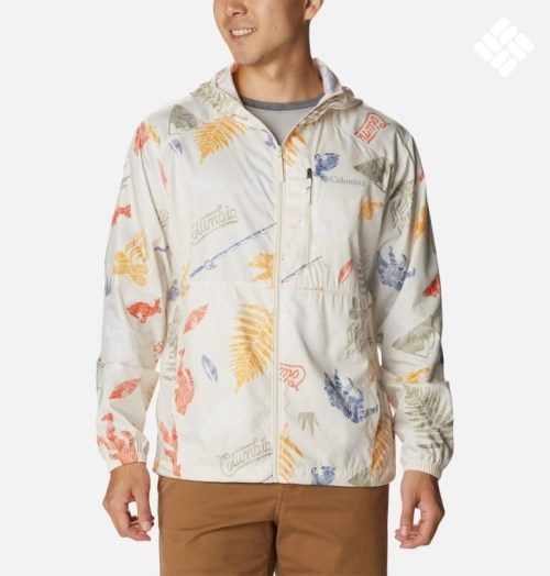 Men's Columbia Flash Forward Windbreaker Print Jackets Cream | CA-BA364