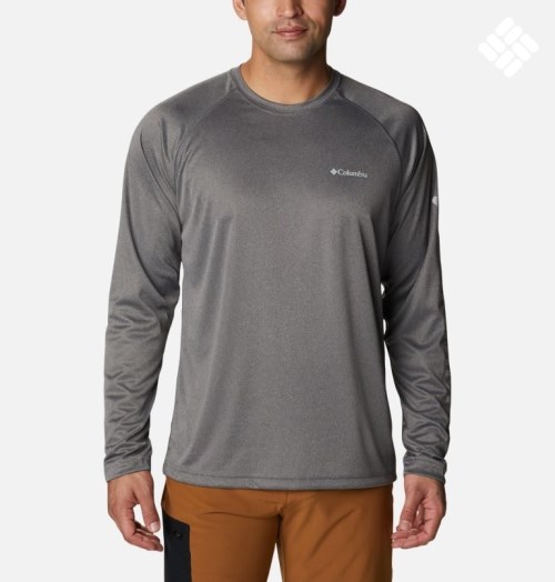 Men's Columbia Fork Stream Heather Long Sleeve Sweatshirts Grey | CA-JC068