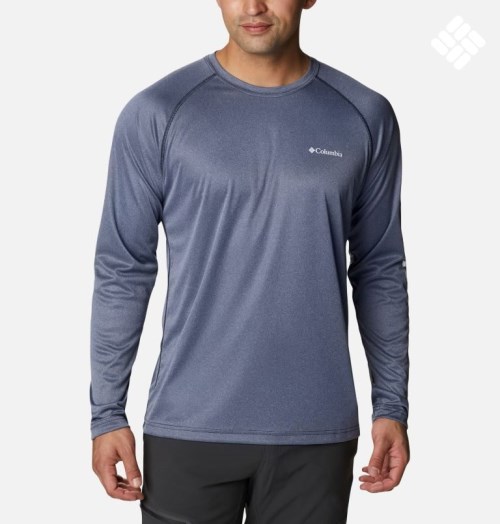 Men's Columbia Fork Stream Heather Long Sleeve Sweatshirts Navy | CA-Y3A50