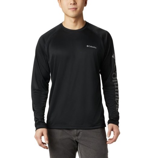 Men's Columbia Fork Stream Long Sleeve Sweatshirts Black | CA-E0A58