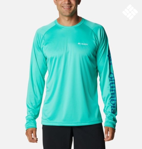 Men's Columbia Fork Stream Long Sleeve Sweatshirts Turquoise | CA-V64C0